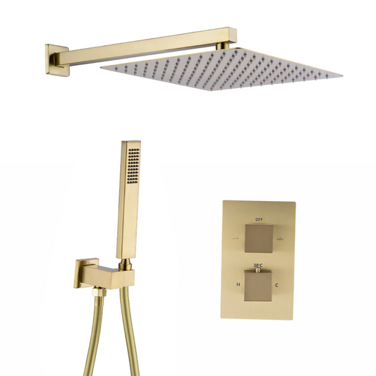 Shower Set Calisto MUUR uitvoering Diverse Maten Brushed Gold