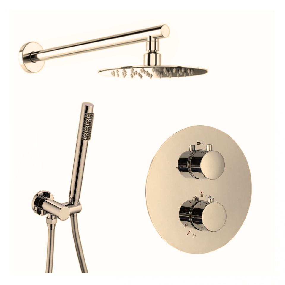 Shower Set Othello MUUR uitvoering Diverse Maten Brushed Gold