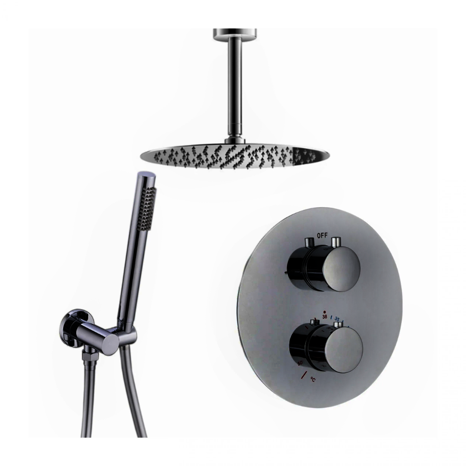 Shower Set Othello PLAFOND uitvoering Diverse Maten Gun Metal