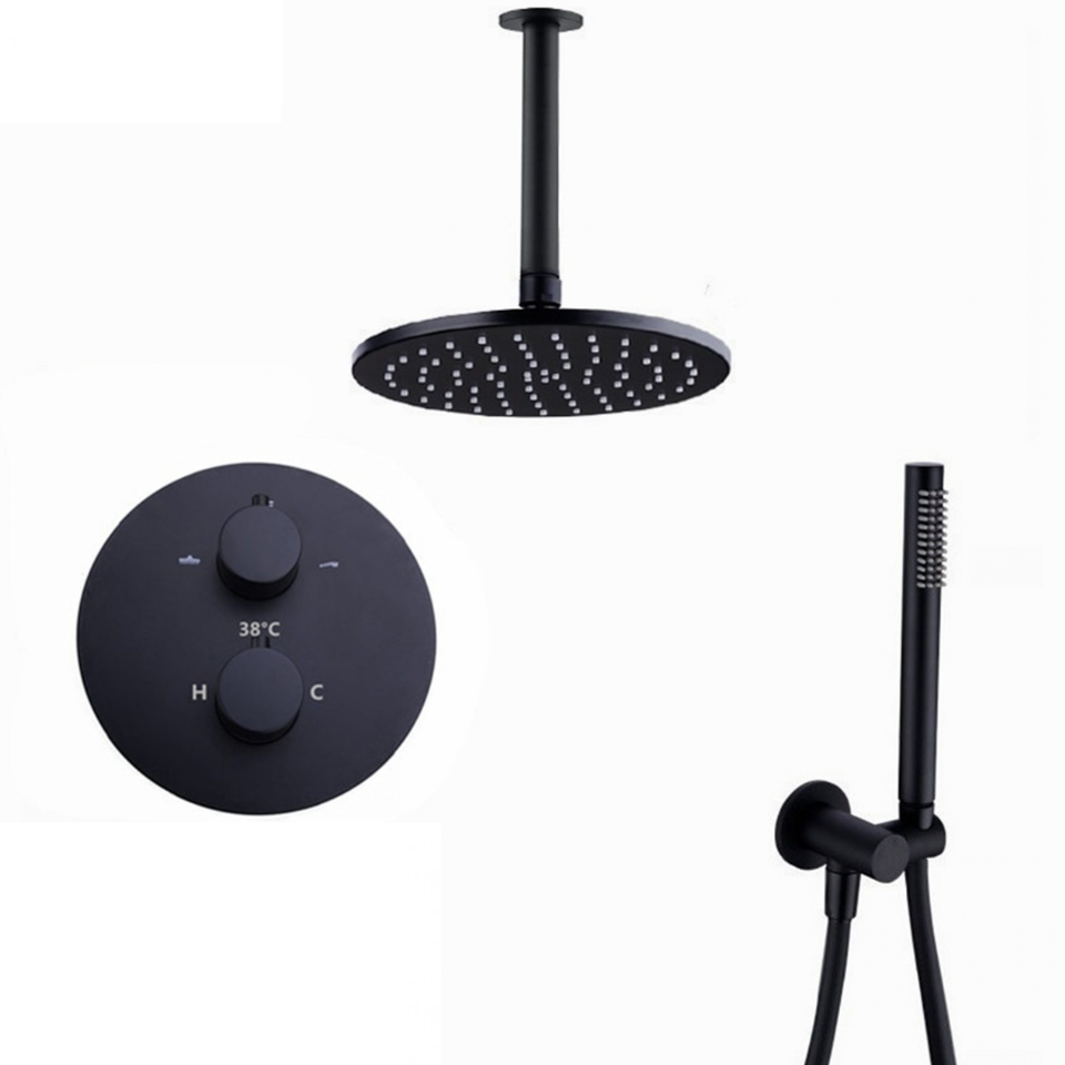 Shower Set Othello PLAFOND uitvoering Diverse Maten Mat Zwart