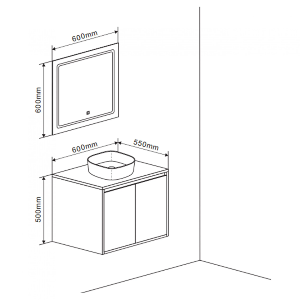 Badmeubelset Garessio Beton Look 60cm