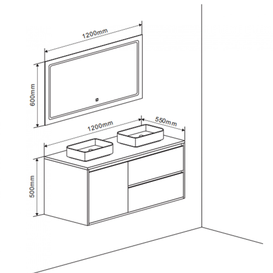 Badmeubelset Garessio Beton Look 120cm