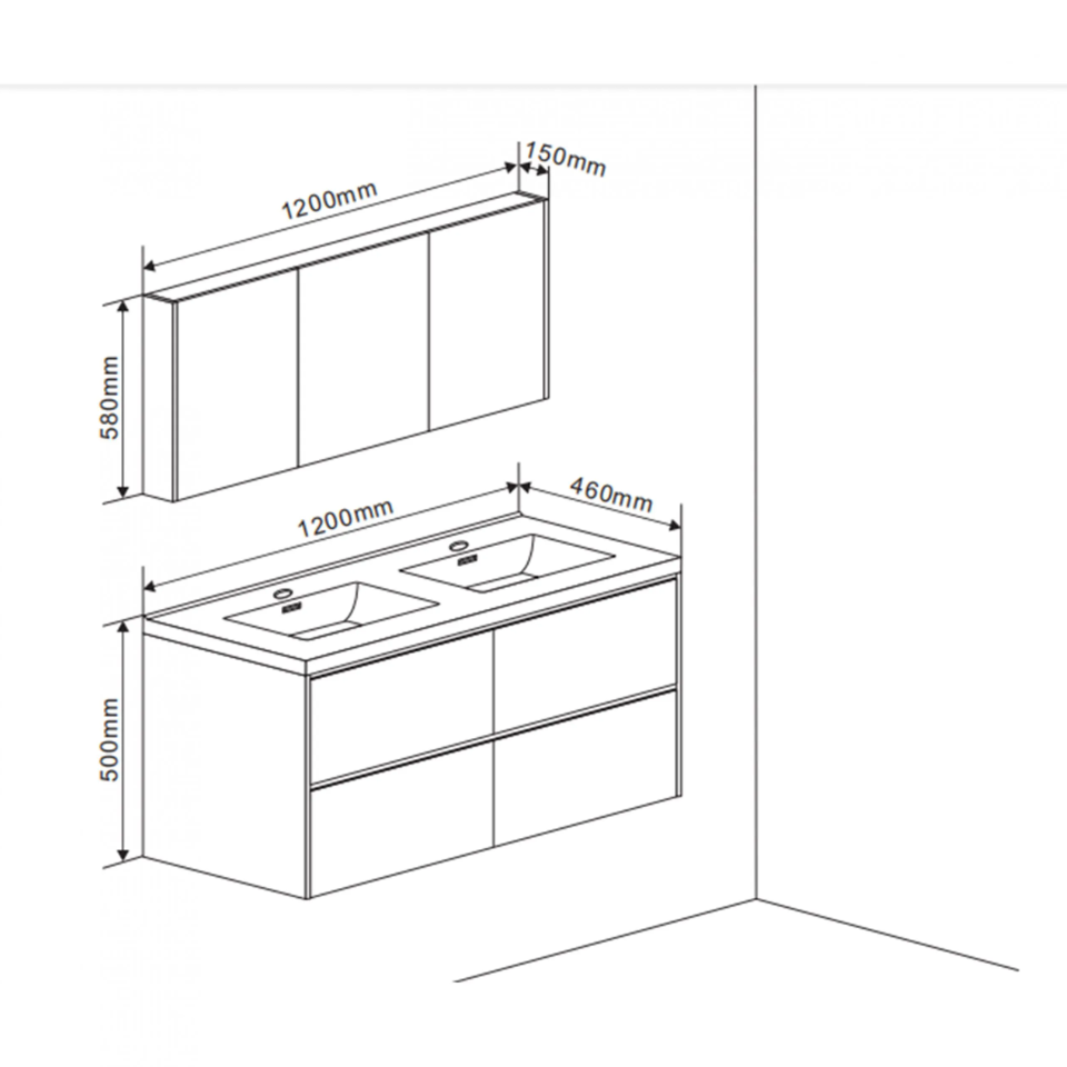 Badmeubelset Tauro Beton Look 120cm