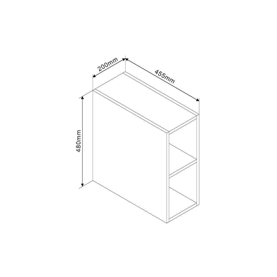 Open Vakkenkast Avellino 20cm Mat Zwart