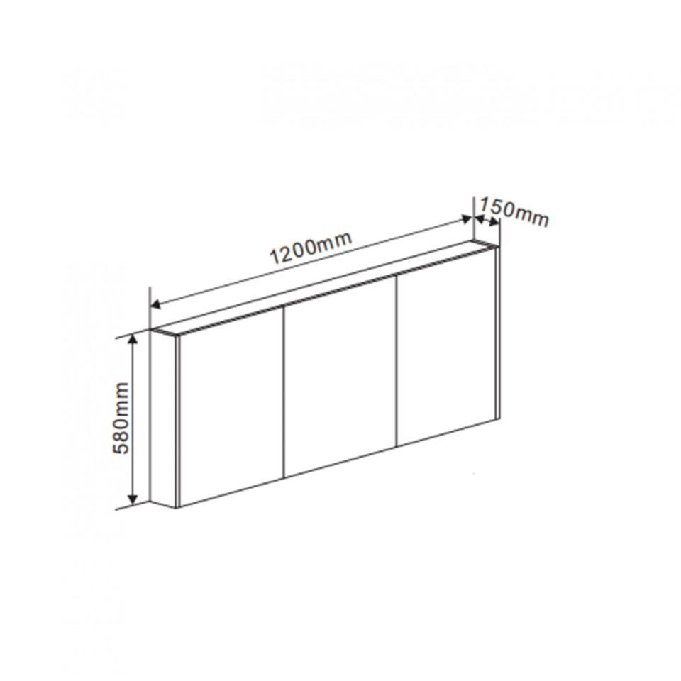 Spiegelkast Messina 120cm Mat Zwart